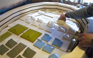 ModCraft kiln and handmade porcelain wall tile in production